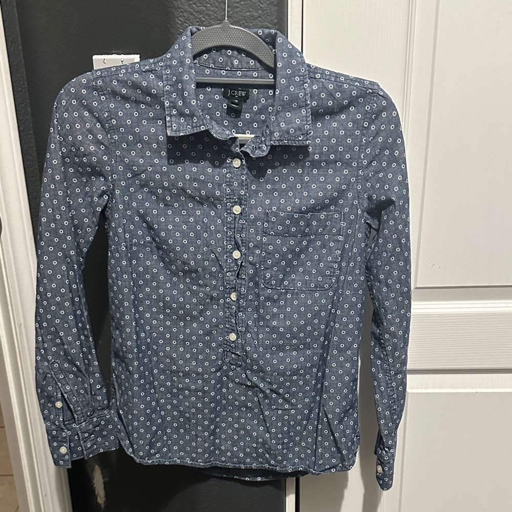 J. Crew Blue Patterned Women's Top